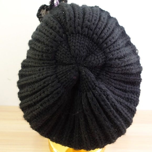 Whimsy Hat Womens  DESIGUAL Knit Beret Patchwork Flower Beanie Button Funky main image 11